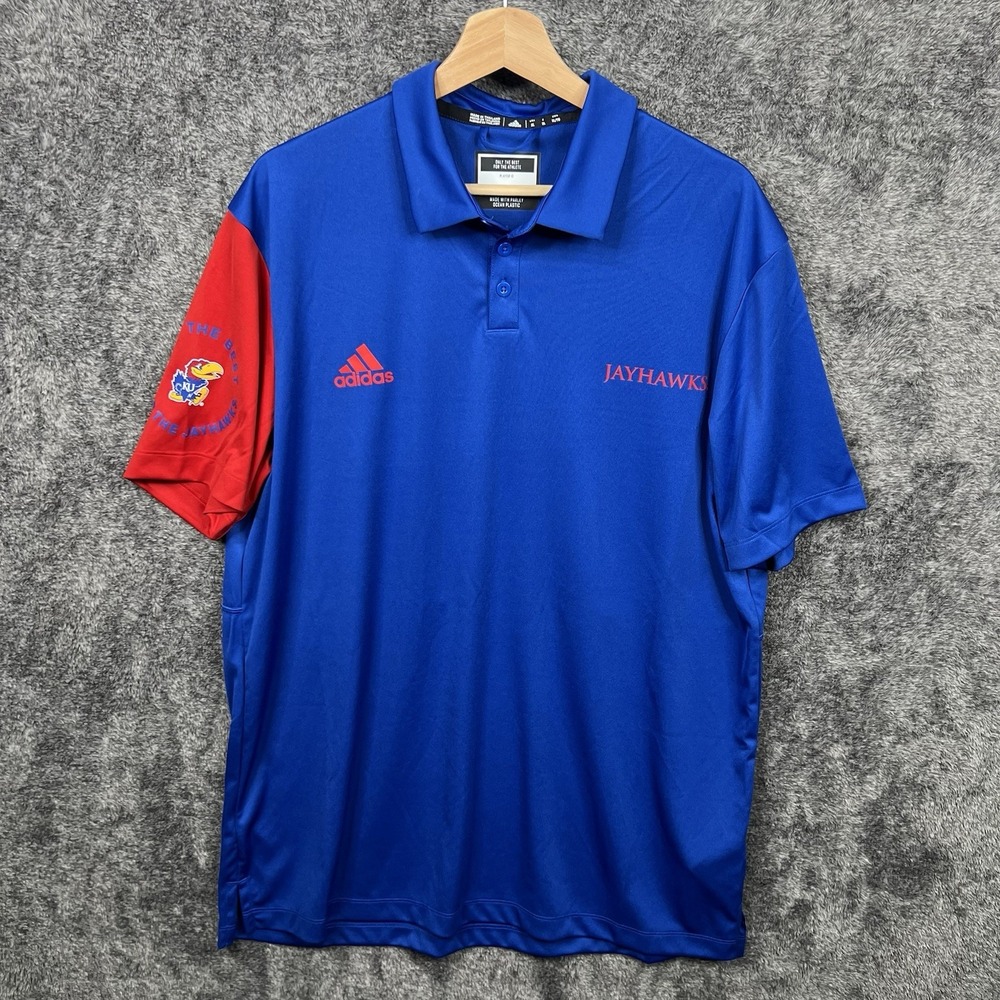 Kansas Jayhawks Adidas NCAA Climalite Performance Red Logo Polo Men's XL